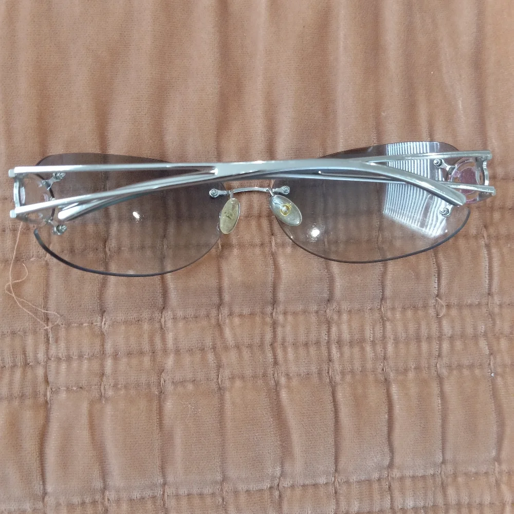 Celine Rimless Sunglasses with Light Blue Gradient Lenses and Silver Temples
